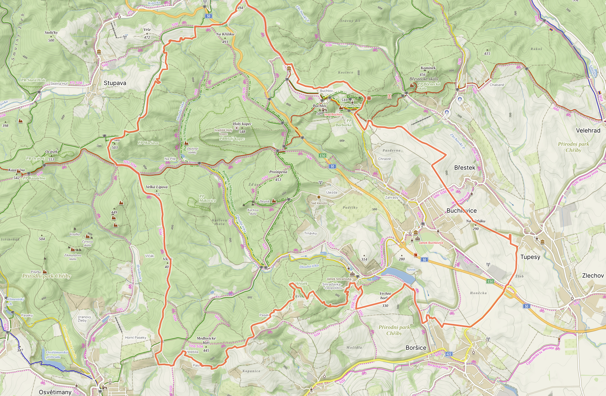 mapa cyklotras